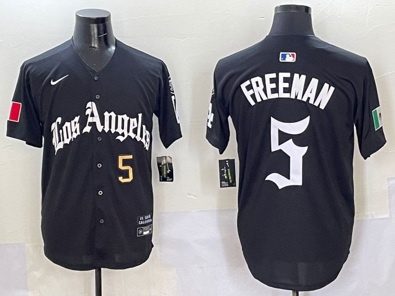 Men Los Angeles Dodgers #5 Freeman Black Five generations Joint Name 2025 Nike MLB Jersey style 3->los angeles dodgers->MLB Jersey